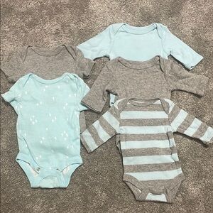 Preemie Okie Dokie Gray and Blue Bodysuits Set